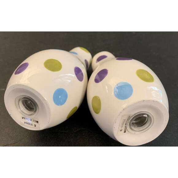 Salt And Pepper Shakers W/Colorful Polka Dots - Picture 3 of 4